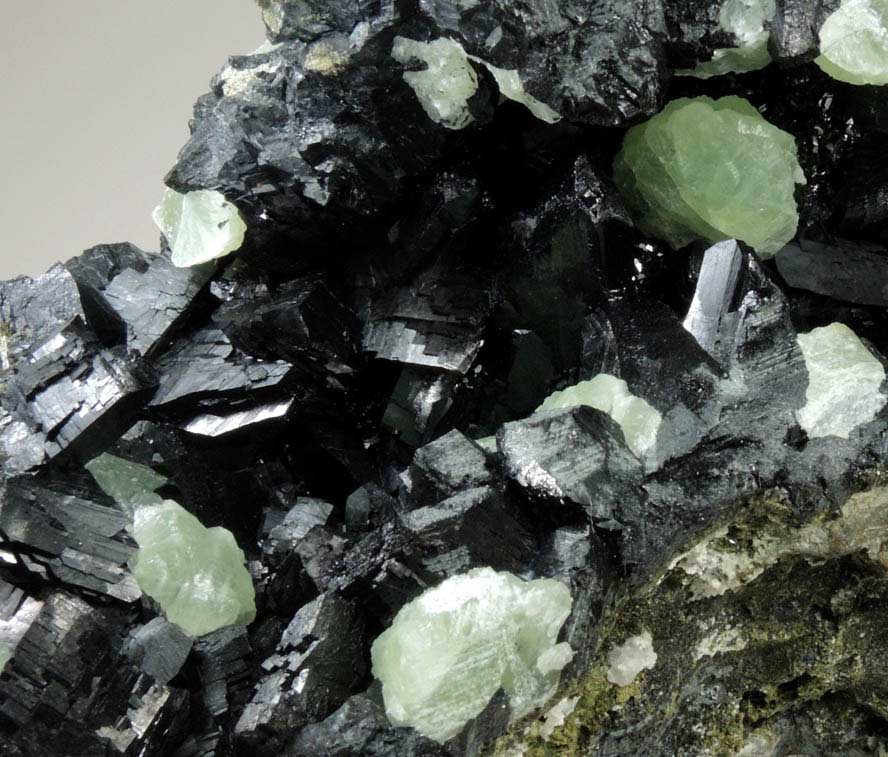 Babingtonite with Prehnite from Lane's Quarry, Westfield, Hampden County, Massachusetts