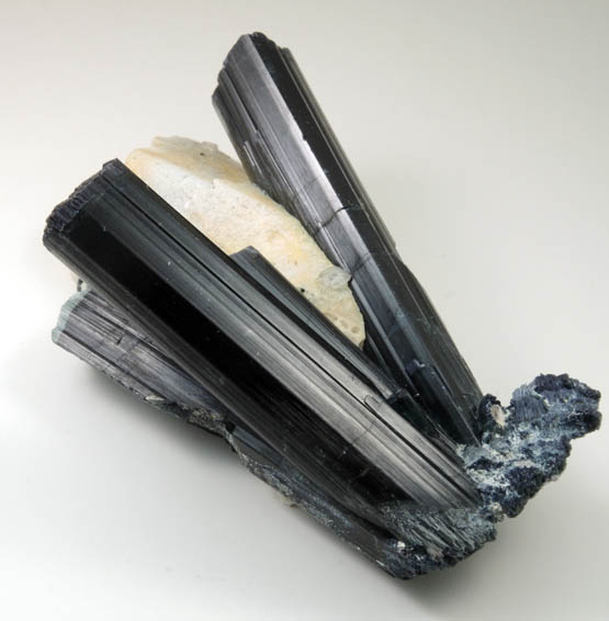 Schorl-Elbaite Tourmaline on Microcline with minor Quartz from Gilgit-Skardu Road, Skardu District, Gilgit-Baltistan, Pakistan