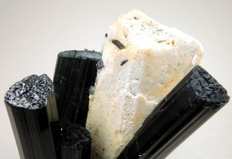 Schorl-Elbaite Tourmaline on Microcline with minor Quartz from Gilgit-Skardu Road, Skardu District, Gilgit-Baltistan, Pakistan