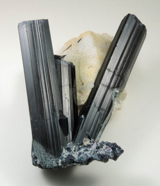 Schorl-Elbaite Tourmaline on Microcline with minor Quartz from Gilgit-Skardu Road, Skardu District, Gilgit-Baltistan, Pakistan