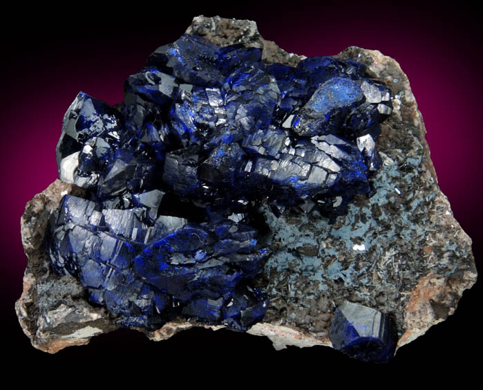 Azurite on Barite from Alnif, Tarhbalt, Errachidia, Meknes-Tafilalet, Morocco