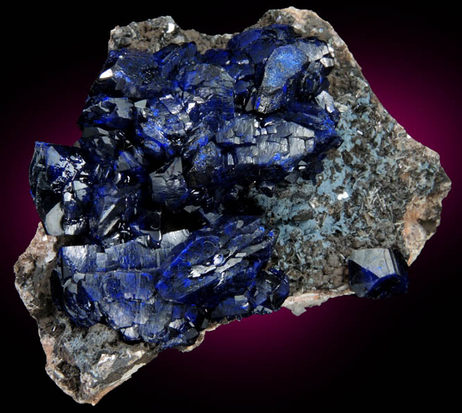 Azurite on Barite from Alnif, Tarhbalt, Errachidia, Meknes-Tafilalet, Morocco