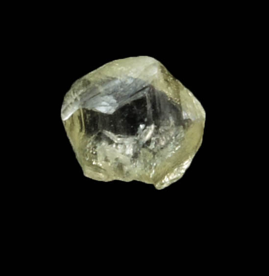 Diamond (0.22 carat greenish-yellow flattened dodecahedral crystal) from Argyle Mine, Kimberley, Western Australia, Australia