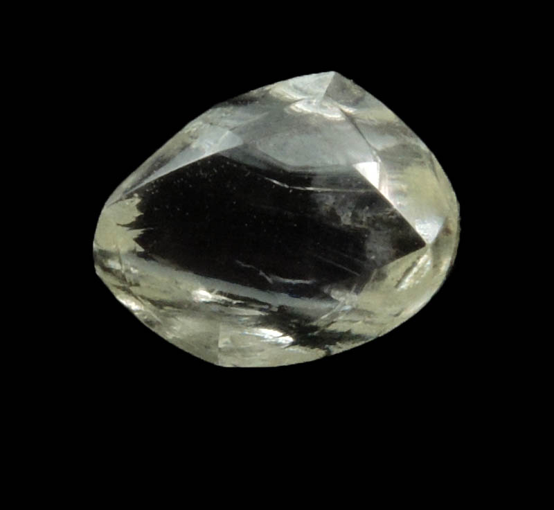Diamond (1.60 carat yellow cuttable elongated dodecahedral crystal) from Sakha (Yakutia) Republic, Siberia, Russia