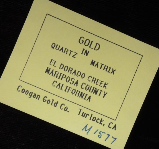 Gold in Quartz from El Dorado Creek, Mariposa County, California