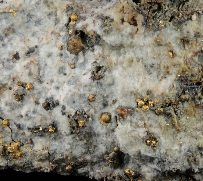 Gold (spherical formations caused by roasting the ore) on Quartz from Cripple Creek District, Teller County, Colorado