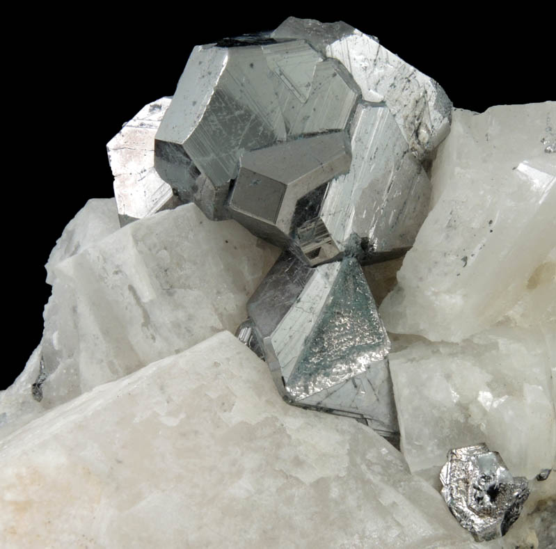 Carrollite in Calcite from Kamoya Mines, Kambove Mining District, 130 km NW of Lubumbashi, Katanga Copperbelt, Lualaba Province, Democratic Republic of the Congo