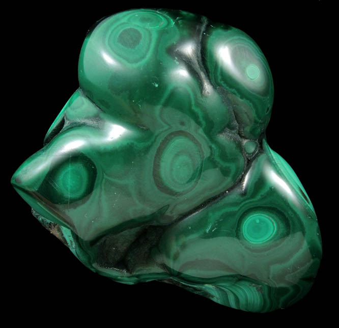 Malachite from Kolwezi Mining District, 240 km WNW of  Lubumbashi, Katanga Copperbelt, Lualaba Province, Democratic Republic of the Congo