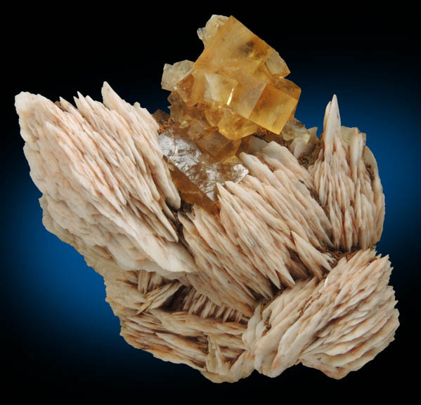 Fluorite on Barite from Sidi Ayed, Boulemane Province, Fs-Boulemane, Morocco