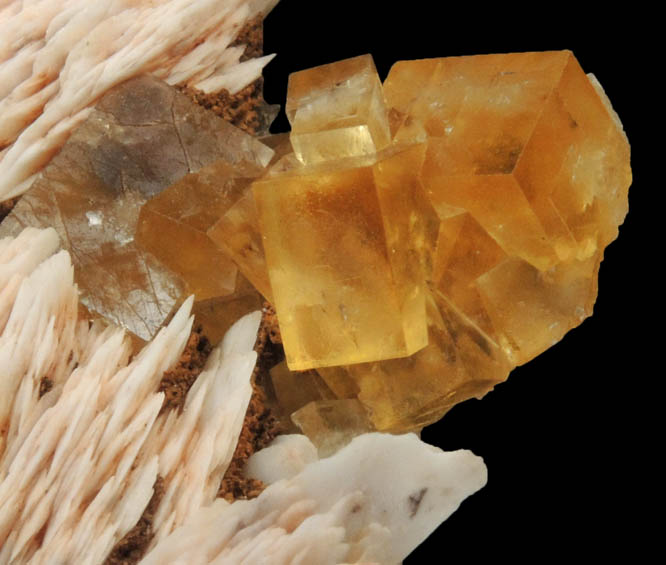 Fluorite on Barite from Sidi Ayed, Boulemane Province, Fs-Boulemane, Morocco