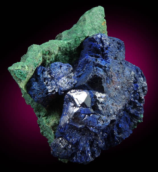 Azurite and Malachite from Ahouli Mines, Aouli, 7 km northeast of Mibladen, Zeida-Aouli-Mibladen belt, Midelt Province, Morocco