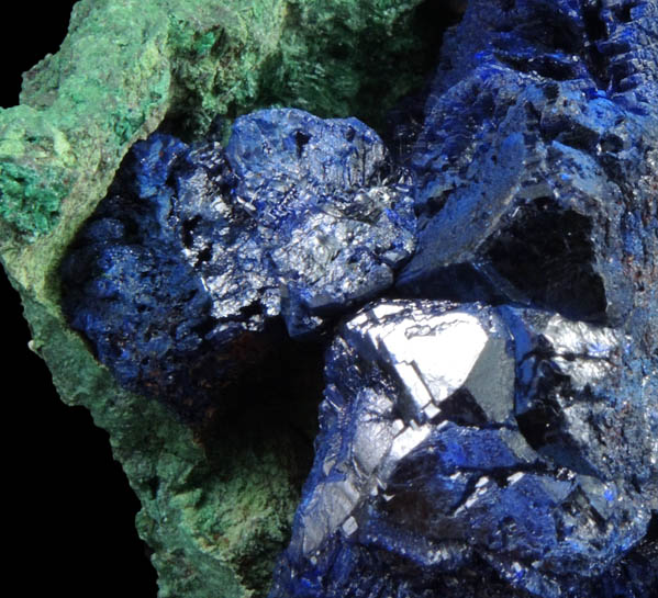 Azurite and Malachite from Ahouli Mines, Aouli, 7 km northeast of Mibladen, Zeida-Aouli-Mibladen belt, Midelt Province, Morocco