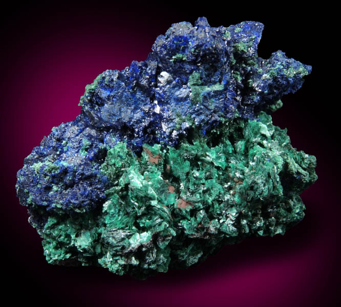 Azurite and Malachite from Ahouli Mines, Aouli, 7 km northeast of Mibladen, Zeida-Aouli-Mibladen belt, Midelt Province, Morocco