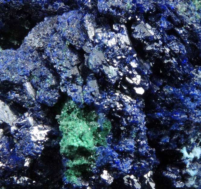 Azurite and Malachite from Ahouli Mines, Aouli, 7 km northeast of Mibladen, Zeida-Aouli-Mibladen belt, Midelt Province, Morocco