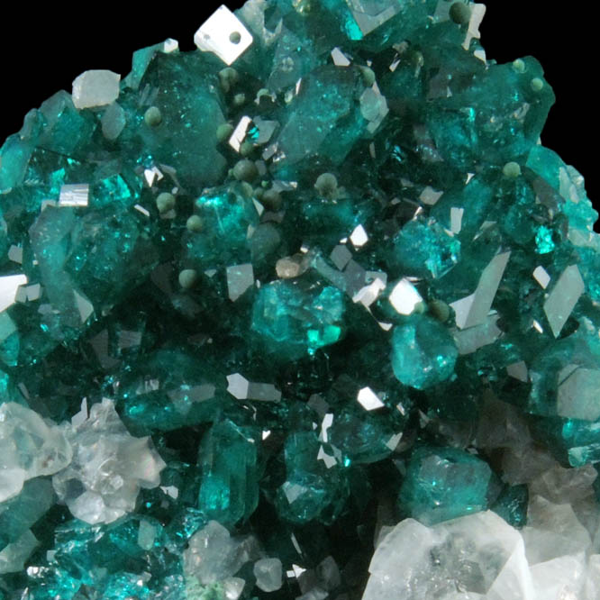 Dioptase with Calcite from Tsumeb Mine, Otavi-Bergland District, Oshikoto, Namibia