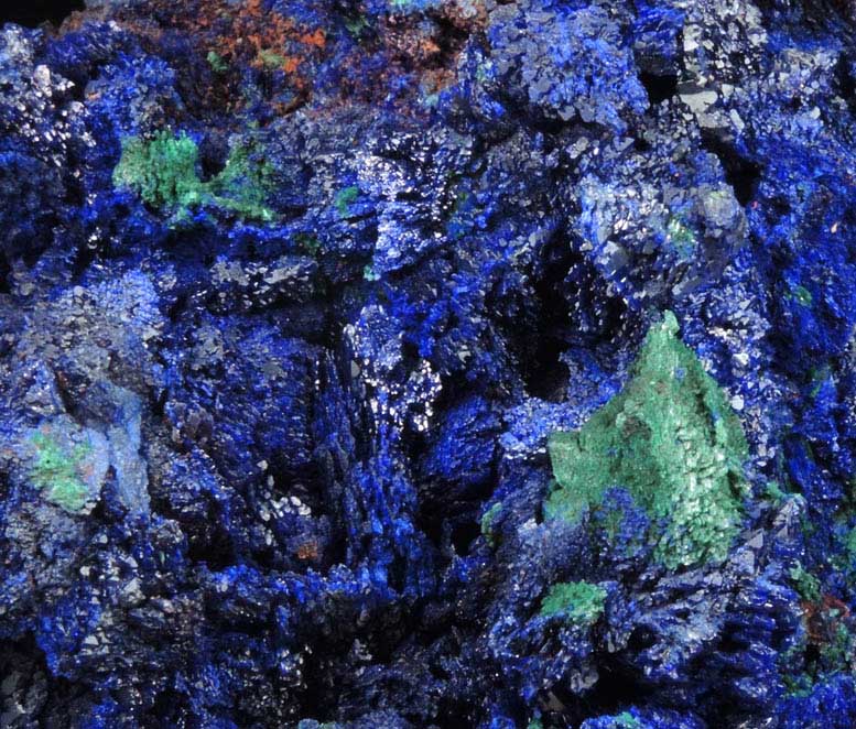 Azurite and Malachite from Ahouli Mines, Aouli, 7 km northeast of Mibladen, Zeida-Aouli-Mibladen belt, Midelt Province, Morocco