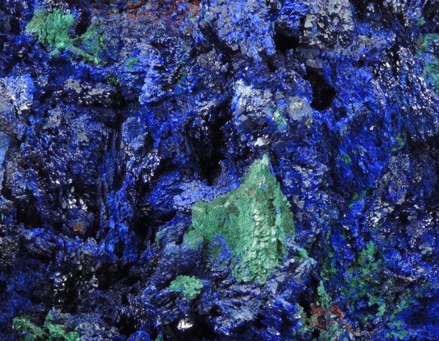 Azurite and Malachite from Ahouli Mines, Aouli, 7 km northeast of Mibladen, Zeida-Aouli-Mibladen belt, Midelt Province, Morocco