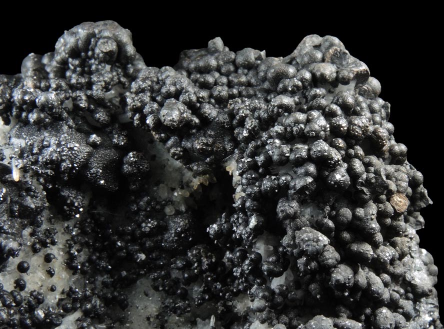 Acanthite over Quartz and Barite with minor Pyrite from Mina General, Fresnillo District, Zacatecas, Mexico