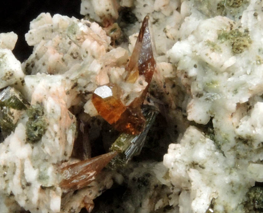 Titanite var. Sphene with Epidote on Orthoclase-Microcline from Imilchil, High Atlas Mountains, Errachidia Province, Morocco