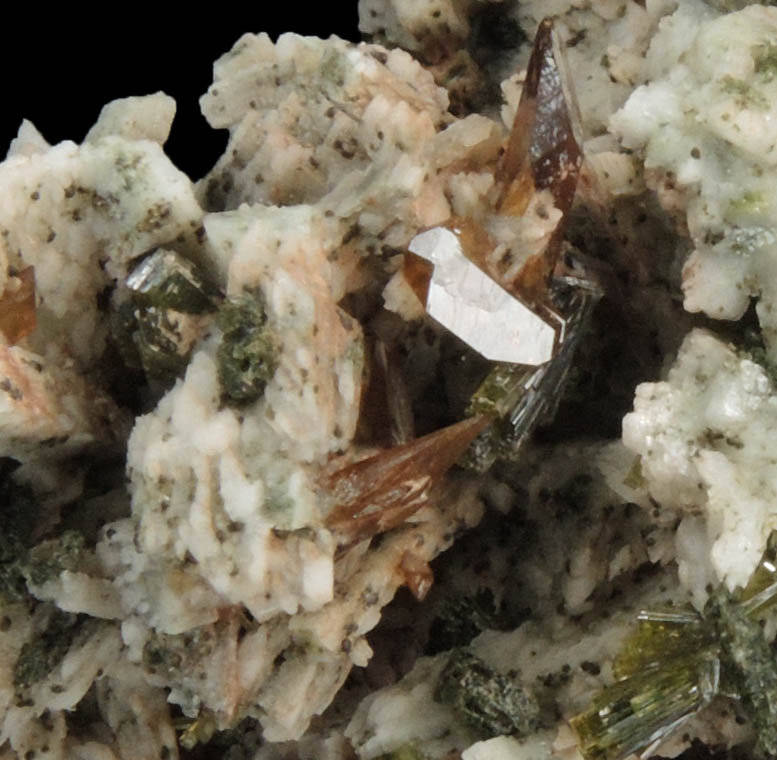 Titanite var. Sphene with Epidote on Orthoclase-Microcline from Imilchil, High Atlas Mountains, Errachidia Province, Morocco
