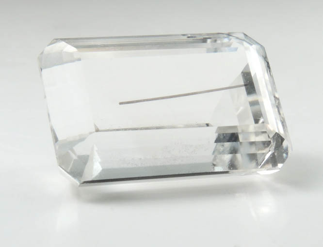 Quartz with tourmaline inclusions (10.97 carat faceted gemstone) from Brazil