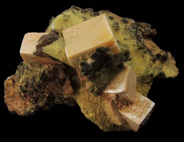 Wulfenite on Mottramite from Mina Ojuela, Mapimi, Durango, Mexico