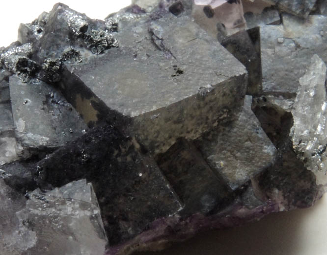 Nickelskutterudite var. Chloanthite on Fluorite from Zinngrube Sauberg, Ehrenfriedersdorf, Erzgebirge, Germany