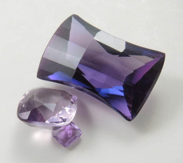 Synthetic Amethyst (3 faceted gemstones totaling 5.83 carats) from India