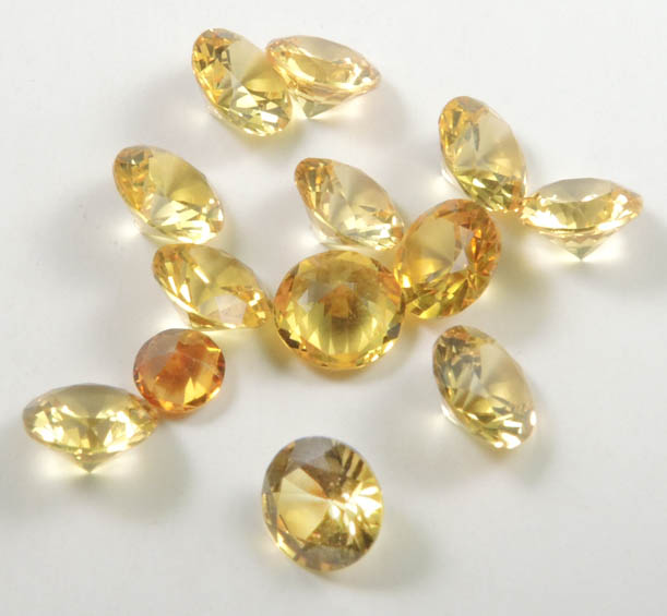 Synthetic Yellow Topaz (13 faceted gemstones totaling 3.63 carats) from Brazil