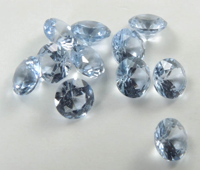 Synthetic Blue Zircon (11 faceted gemstones totaling 3 carats) from India
