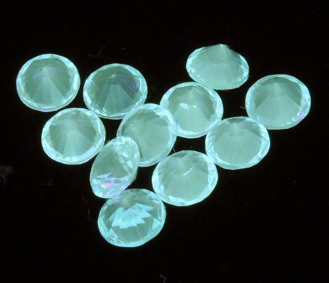 Synthetic Blue Zircon (11 faceted gemstones totaling 3 carats) from India