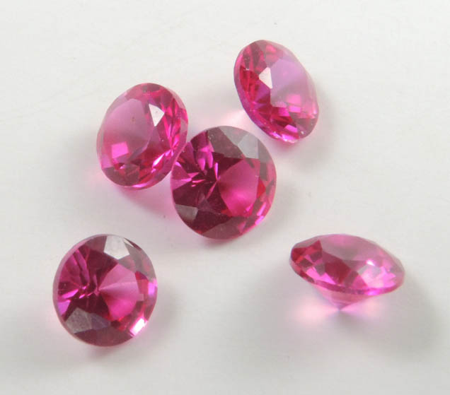 Synthetic Ruby (5 faceted gemstones totaling 1.56 carats) from India