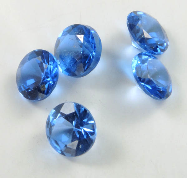 Synthetic Sapphire (5 faceted gemstones totaling 1.34 carats) from India
