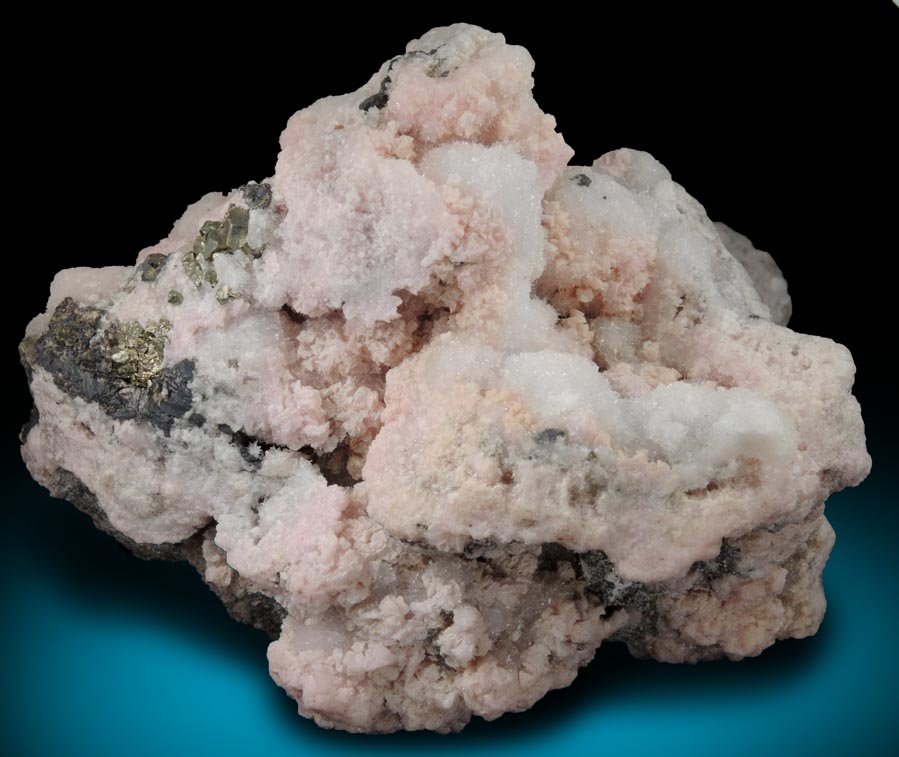 Rhodochrosite and Quartz with Pyrite and Galena from Silverton District, San Juan County, Colorado