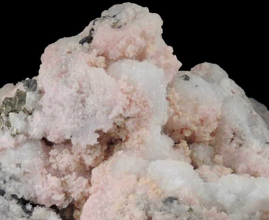 Rhodochrosite and Quartz with Pyrite and Galena from Silverton District, San Juan County, Colorado