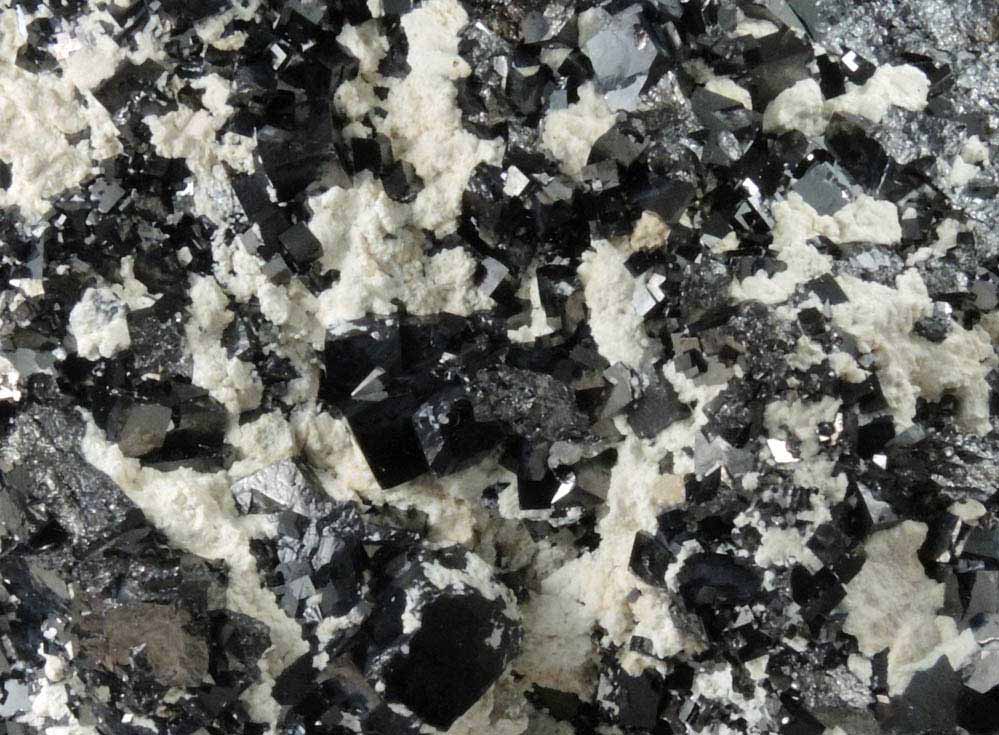 Magnetite (rare cubic crystal form) with Anhydrite and Talc from ZCA Mine No. 4, Fowler Ore Body, 2500' Level, Balmat, St. Lawrence County, New York