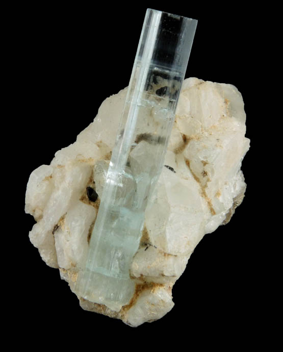 Beryl var. Aquamarine on Microcline from Gilgit-Skardu Road, Skardu District, Gilgit-Baltistan, Pakistan