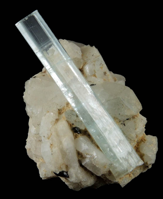 Beryl var. Aquamarine on Microcline from Gilgit-Skardu Road, Skardu District, Gilgit-Baltistan, Pakistan