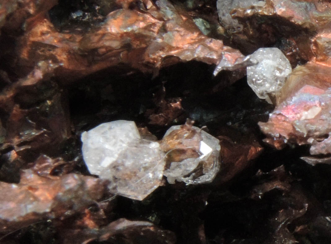 Analcime on Native Copper from Cliff Mine, south of Eagle River, Keweenaw Peninsula Copper District, Keweenaw County, Michigan