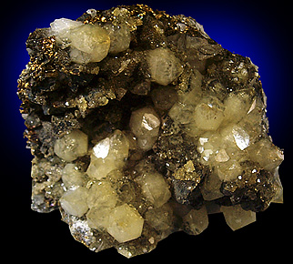 Quartz on Chalcopyrite from El Cobre, Concepcin del Oro, Zacatecas, Mexico