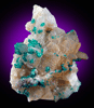 Dioptase on Quartz from Tsumeb Mine, Otavi-Bergland District, Oshikoto, Namibia