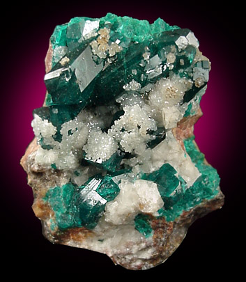 Dioptase with Calcite from Tsumeb Mine, Otavi-Bergland District, Oshikoto, Namibia