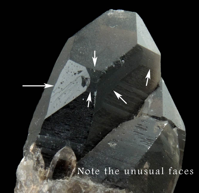 Quartz var. Smoky Quartz (Dauphin Law Twins) on Microcline from Butte District, Silver Bow County, Montana