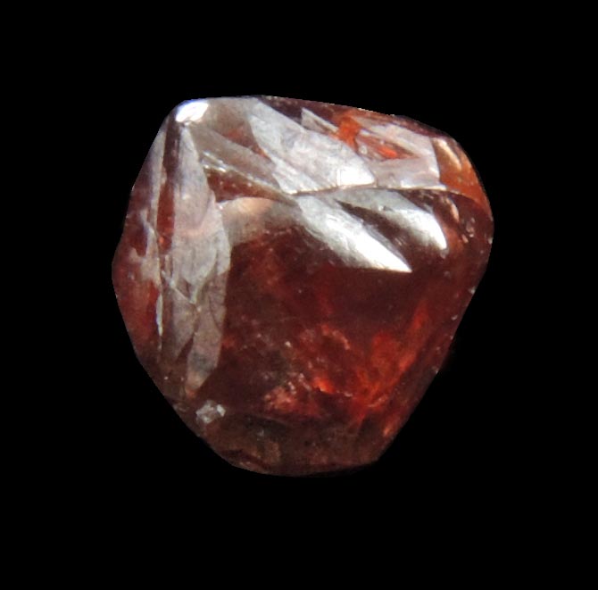 Diamond (0.67 carat dark-red dodecahedral crystal) from Jwaneng Mine, Naledi River Valley, Botswana