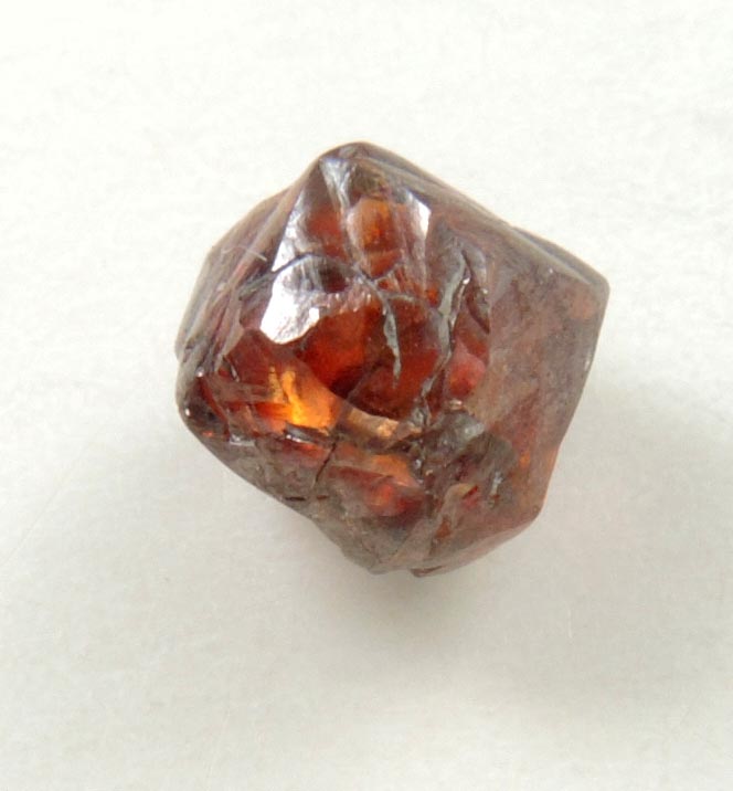 Diamond (0.67 carat dark-red dodecahedral crystal) from Jwaneng Mine, Naledi River Valley, Botswana