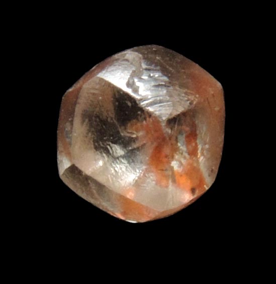 Diamond (0.61 carat red tetrahexahedral crystal) from Jwaneng Mine, Naledi River Valley, Botswana