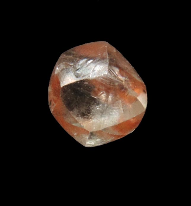 Diamond (0.61 carat red tetrahexahedral crystal) from Jwaneng Mine, Naledi River Valley, Botswana