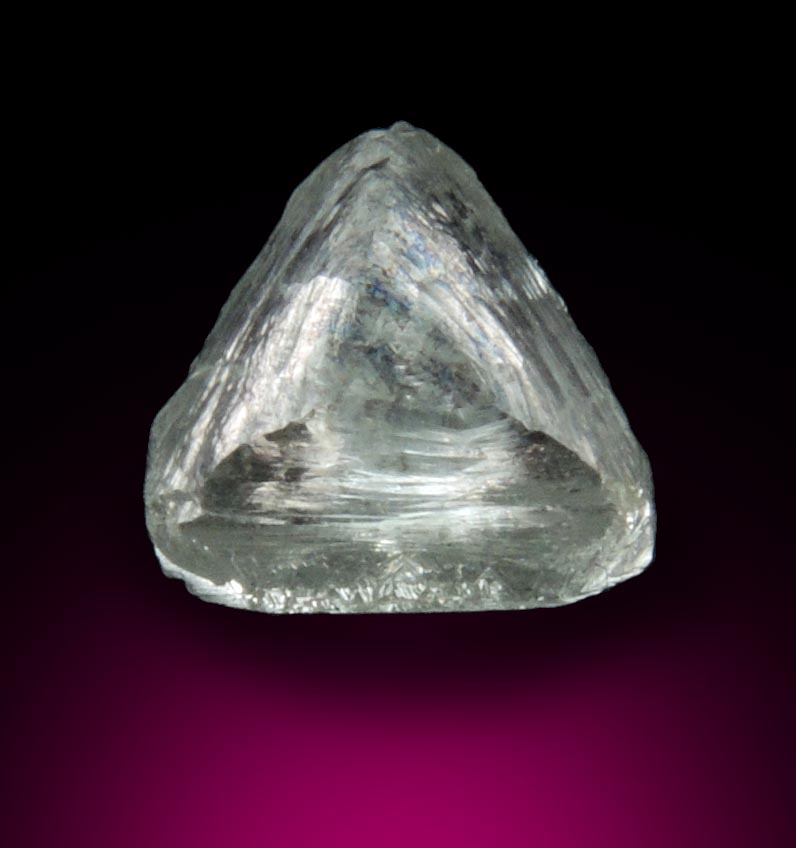 Diamond (0.70 carat pale-green macle, twinned crystal) from Orapa Mine, south of the Makgadikgadi Pans, Botswana