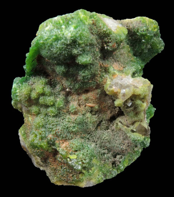 Pyromorphite and Wulfenite over Quartz from Manhan Lead Mines, Loudville District, 3 km northwest of Easthampton, Hampshire County, Massachusetts