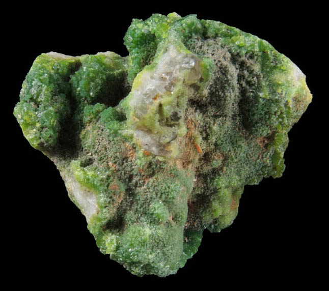 Pyromorphite and Wulfenite over Quartz from Manhan Lead Mines, Loudville District, 3 km northwest of Easthampton, Hampshire County, Massachusetts